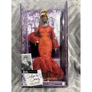 Barbie Signature Celia Cruz Inspiring Women Collector Fashion Doll Red Dress‎
